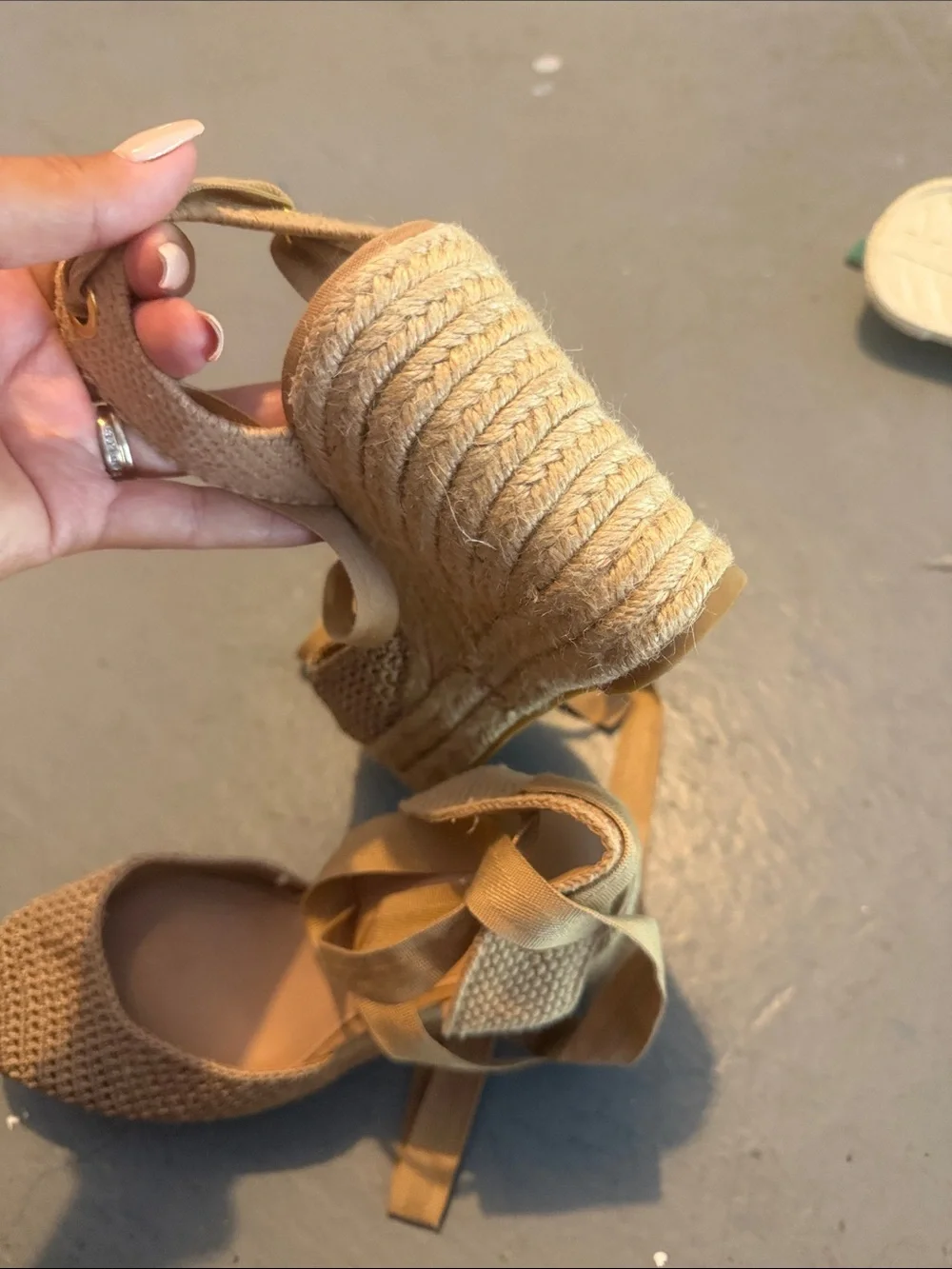 Zara Beige Woven Espadrille Tie-Up Sandals - Picture 10 of 11